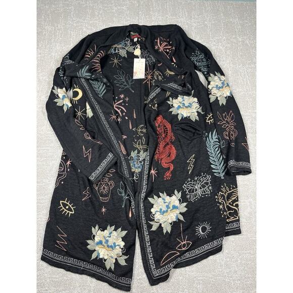 JOHNNY WAS BIYA EMBROIDERED BLACK ESMERALDA SWEATER SIZE M NEW - Picture 2 of 8